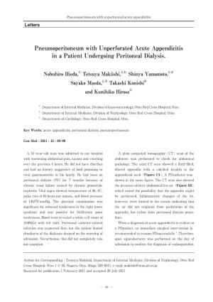 Pneumoperitoneum with Unperforated Acute Appendicitis in a Patient Undergoing Peritoneal Dialysis