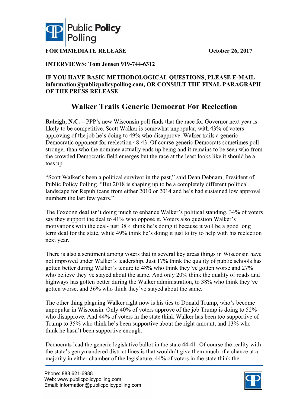 Walker Trails Generic Democrat for Reelection