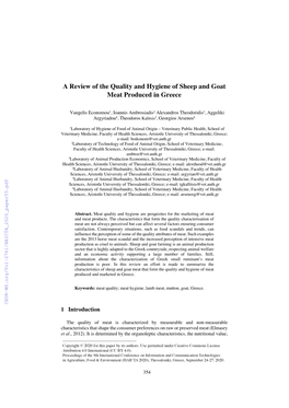 A Review of the Quality and Hygiene of Sheep and Goat Meat Produced in Greece