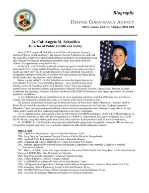Army Lt. Col. Angela M. Schmillen Is the Defense Commissary Agency’S Director of Public Health and Safety