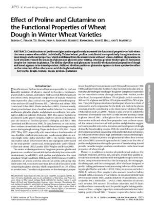 Effect of Proline and Glutamine on the Functional Properties of Wheat Dough in Winter Wheat Varieties BRENDA C