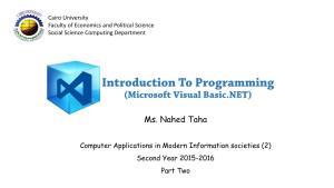 Introduction to Microsoft Visual Basic.NET