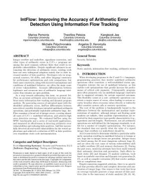 Intflow: Improving the Accuracy of Arithmetic Error Detection Using Information Flow Tracking