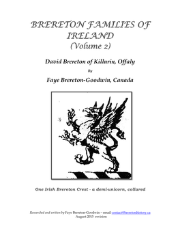 BRERETON FAMILIES of IRELAND (Volume 2)