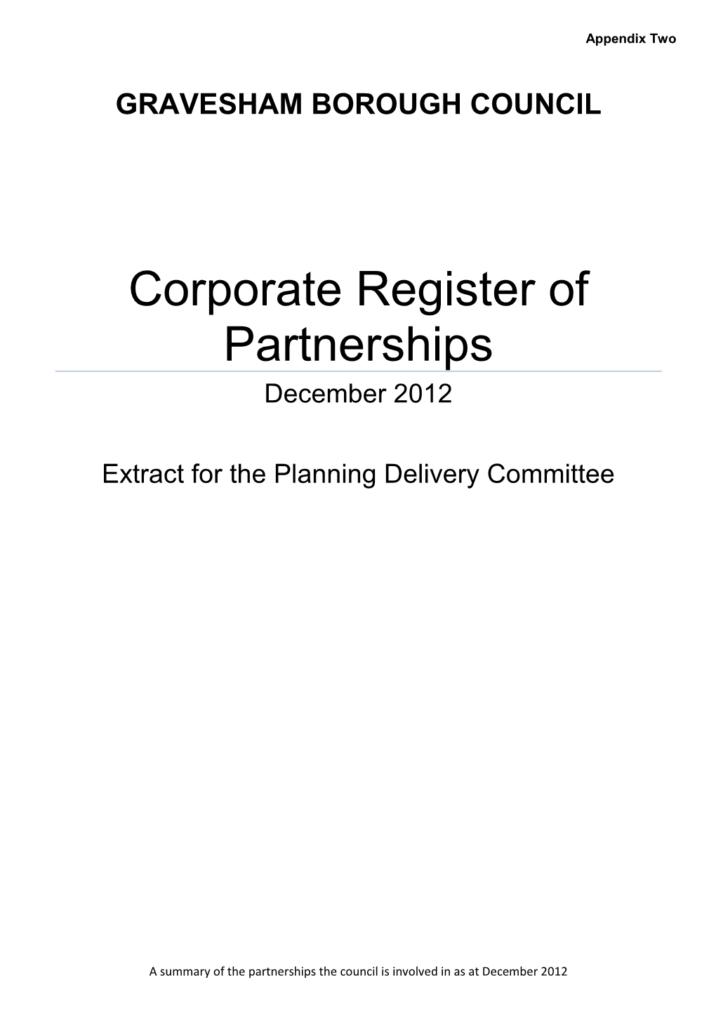 Corporate Register of Partnerships December 2012