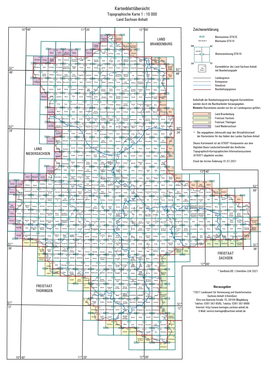 Kartenblattübersicht Topographische Karte 1 : 10 000 Land Sachsen-Anhalt