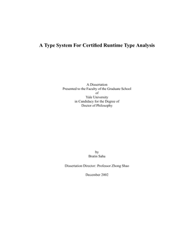 A Type System for Certified Runtime Type Analysis