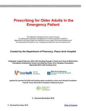 Prescribing for Older Adults in the Emergency Patient
