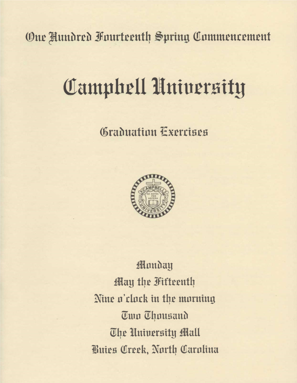 One Hundred Fourteenth Spring Commencement (2000)