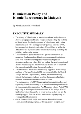 Islamization Policy and Islamic Bureaucracy in Malaysia