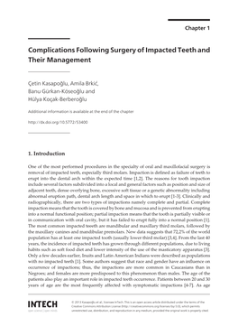 Complications Following Surgery of Impacted Teeth and Their Management