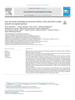 Tear and Serum Interleukin-8 and Serum CX3CL1, CCL2 and CCL5 in Sulfur Mustard Eye-Exposed Patients