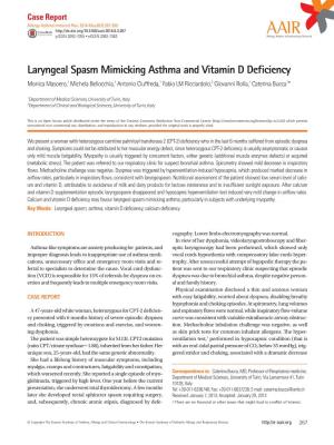 Laryngeal Spasm Mimicking Asthma and Vitamin D Deficiency