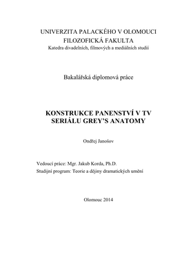 Konstrukce Panenství V Tv Seriálu Grey's Anatomy