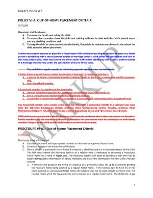 Out-Of-Home Placement Criteria Procedure Vi-A1
