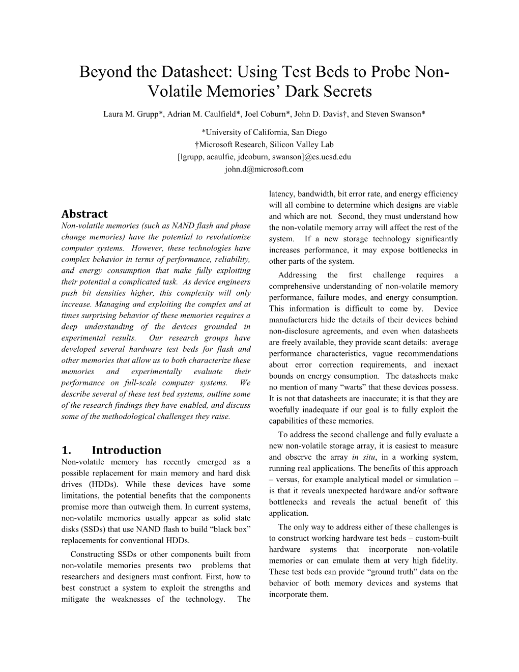 Using Test Beds to Probe Non- Volatile Memories' Dark