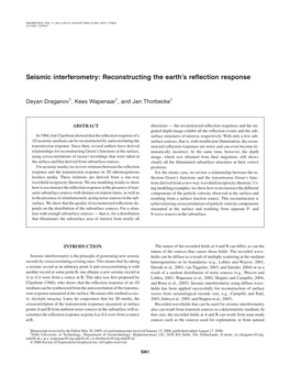 Seismic Interferometry: Reconstructing the Earth's Reflection Response