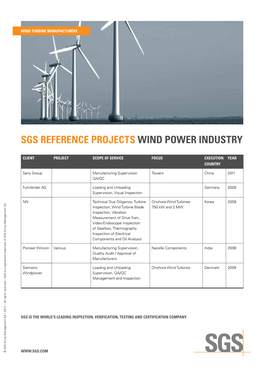 Sgs Reference Projects Wind Power Industry