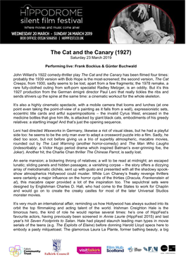 The Cat and the Canary (1927) Saturday 23 March 2019
