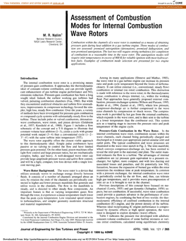 Assessment of Combustion Modes for Internal Combustion Wave Rotors