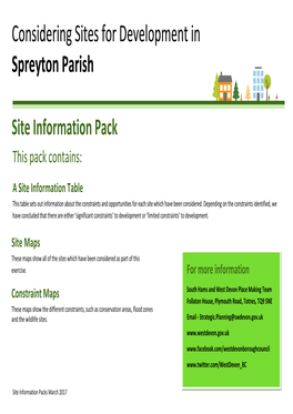 Considering Sites for Development in Spreyton Parish