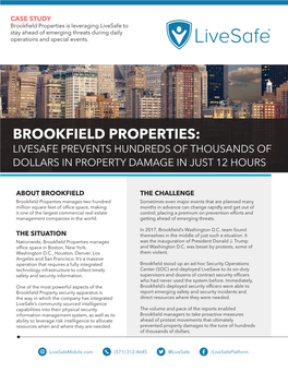 Brookfield Properties: Livesafe Prevents Hundreds of Thousands of Dollars in Property Damage in Just 12 Hours