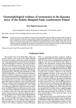 Geomorphological Evidence of Neotectonics in the Kaczawa Sector of the Sudetic Marginal Fault, Southwestern Poland