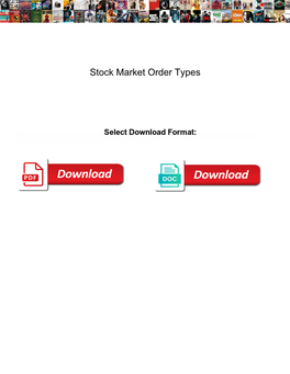 Stock Market Order Types