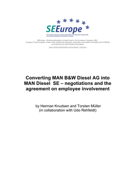Converting MAN B&W Diesel AG Into MAN Diesel SE
