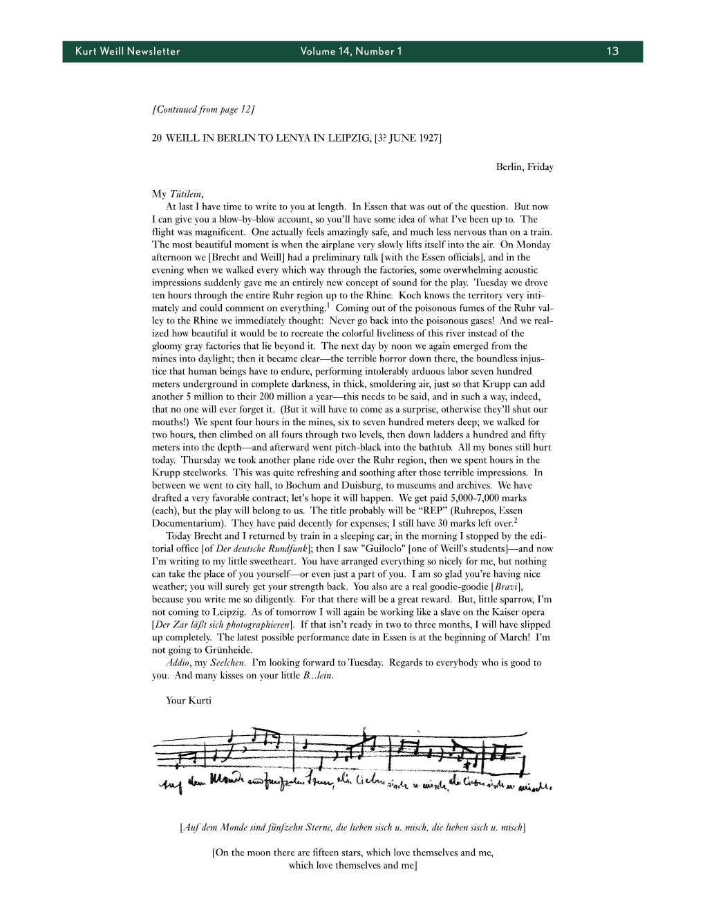 Kurt Weill Newsletter Volume 14, Number 1 13