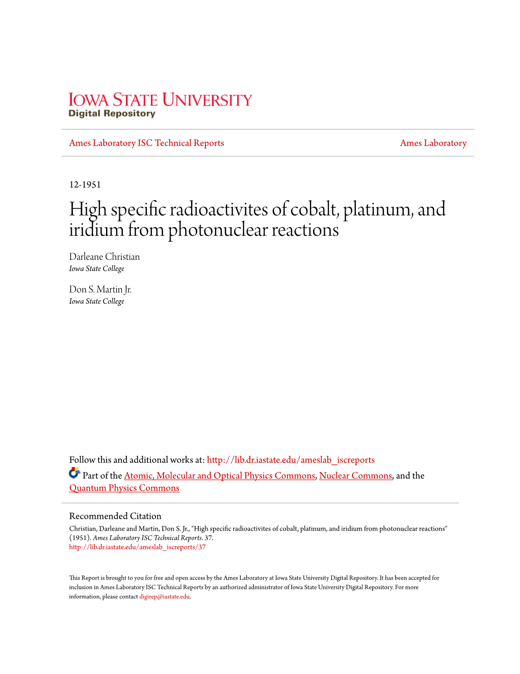 High Specific Radioactivites of Cobalt, Platinum, and Iridium From