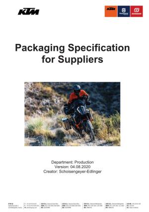 Packaging Specification for Suppliers