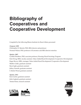 Bibliography of Cooperatives and Cooperative Development