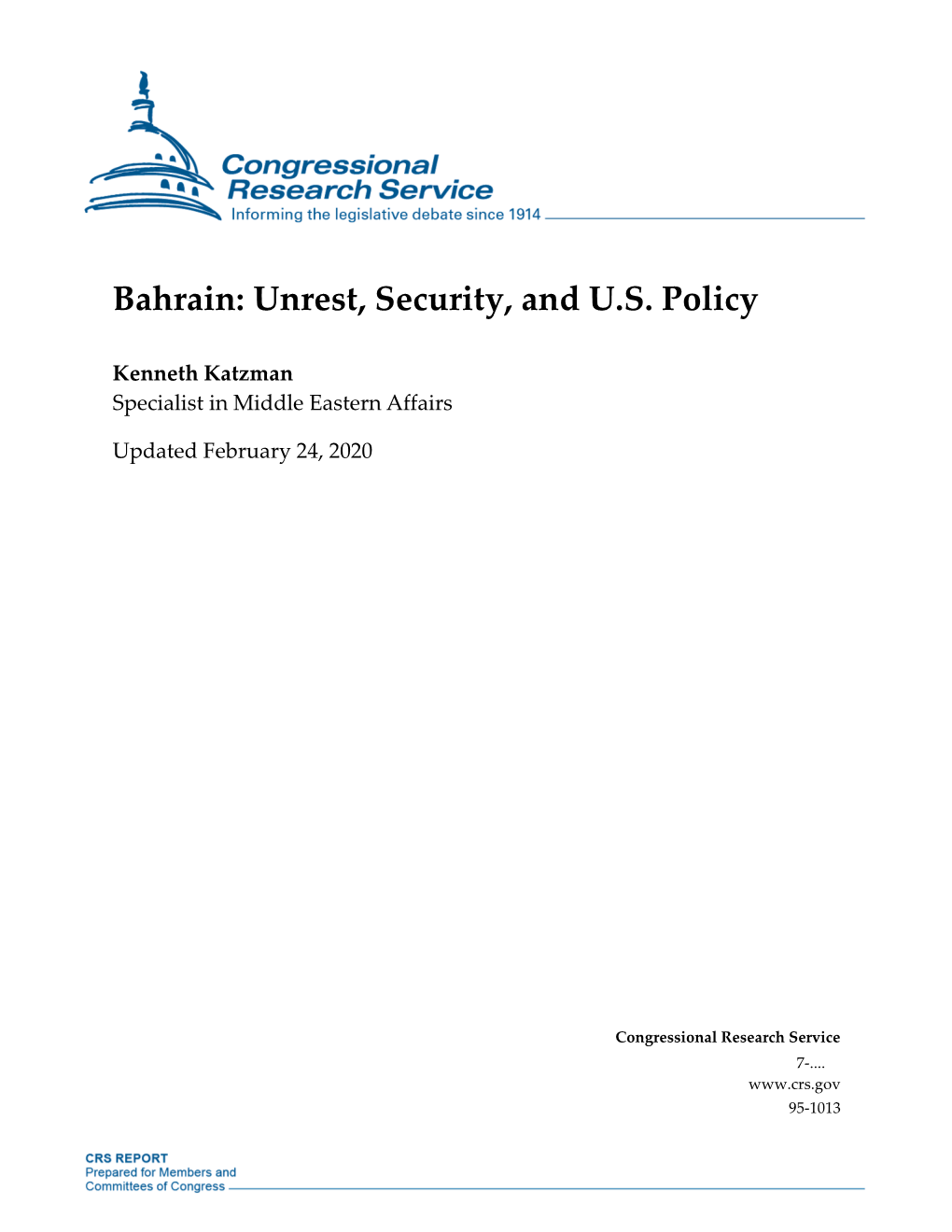 Bahrain: Unrest, Security, and U.S