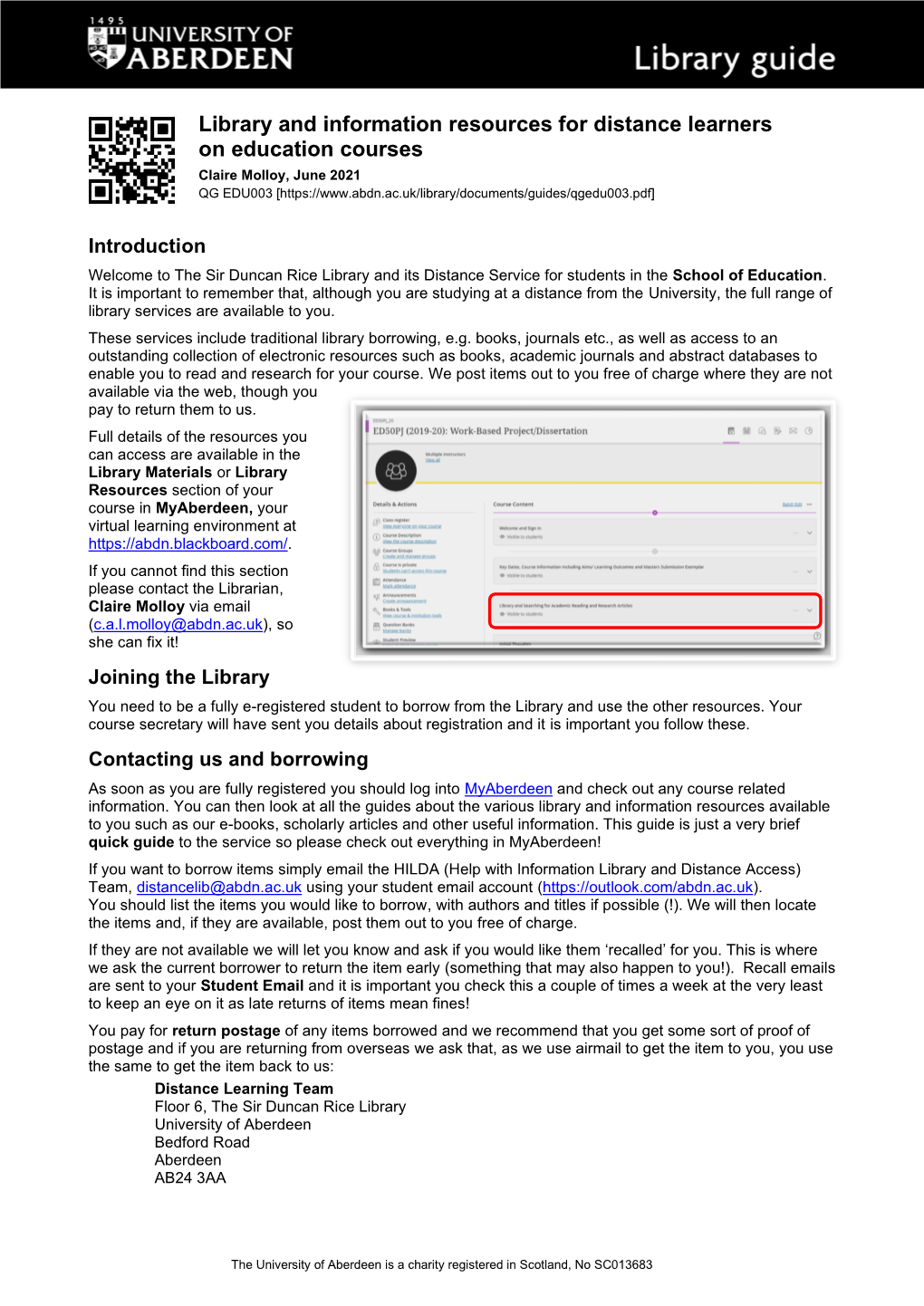 Library and Information Resources for Distance