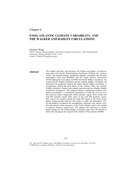 Chapter 6 ENSO, ATLANTIC CLIMATE VARIABILITY, and the WALKER and HADLEY CIRCULATIONS