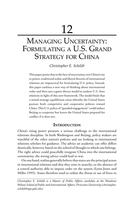 Formulating a Us Grand Strategy for China