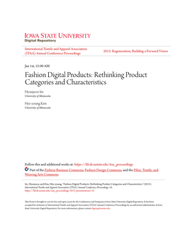 Fashion Digital Products: Rethinking Product Categories and Characteristics Hyunjooo Im University of Minnesota
