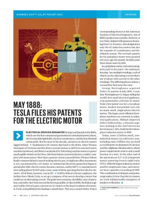 Tesla Files His Patents for the Electric Motor
