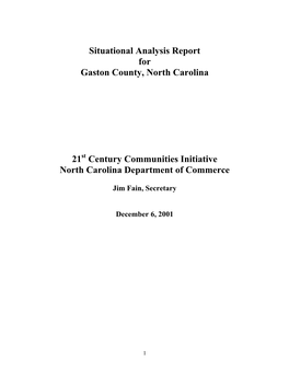 Situational Analysis Report for Gaston County, North Carolina 21 Century
