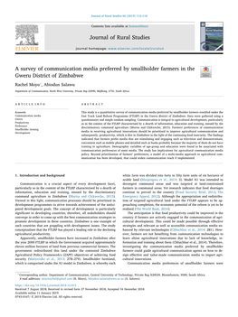 A Survey of Communication Media Preferred by Smallholder Farmers in the Gweru District of Zimbabwe T