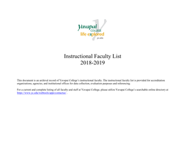 Instructional Faculty List 2018-2019