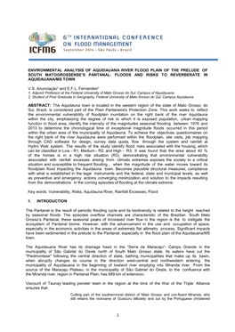 Environmental Analysis of Aquidauana River Flood Plain of the Prelude of South Matogrossense’S Pantanal: Floods and Risks to Reverberate in Aquidauana/Ms Town