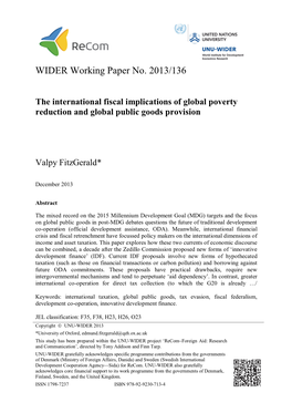 WIDER Working Paper No. 2013/136 the International Fiscal Implications