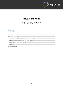 Brexit Bulletin 13 October 2017