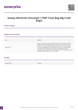 Galaxy Minstrels Chocolate 1 PMP Treat Bag 80G (1X20 Bags)