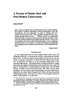 A Process of Denial: Bork and Post-Modern Conservatism