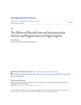 The Effects of Fluoride Ions on Neuromuscular Activity and Regeneration in Dugesia Tigrina," Georgia Journal of Science, Vol