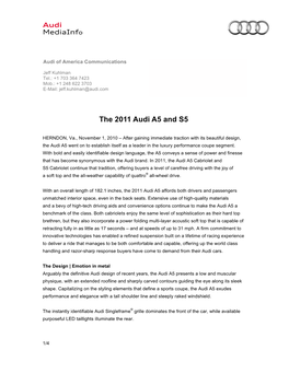 2011 Audi A5/S5 Media Information