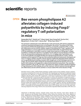 Bee Venom Phospholipase A2 Alleviates Collagen-Induced